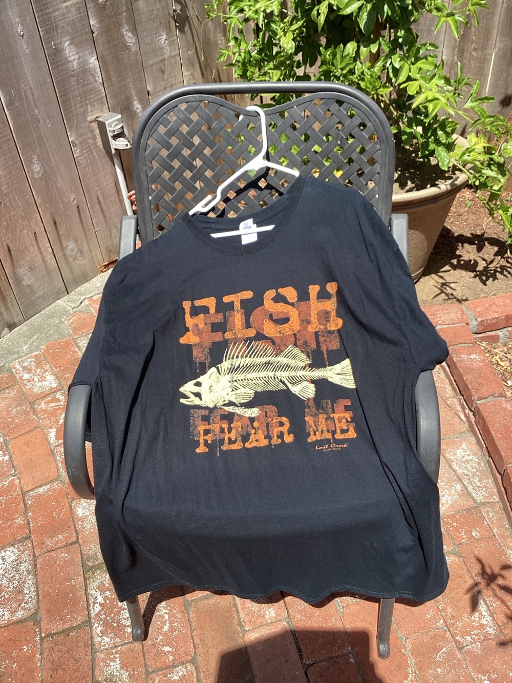 Fish 'Fish Fear Me' ,Graphic Tee, - Black & Orange, Size 3X Tall